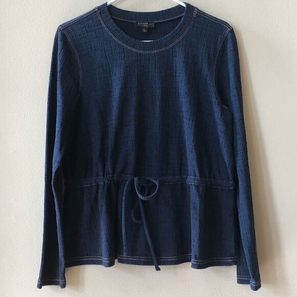 Anthropologie Current Air Navy Peplum Top - Picture 2 of 8